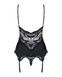 Корсет Obsessive 810-COR-1 з мереживом та пажами для панчох, чорний, S/M