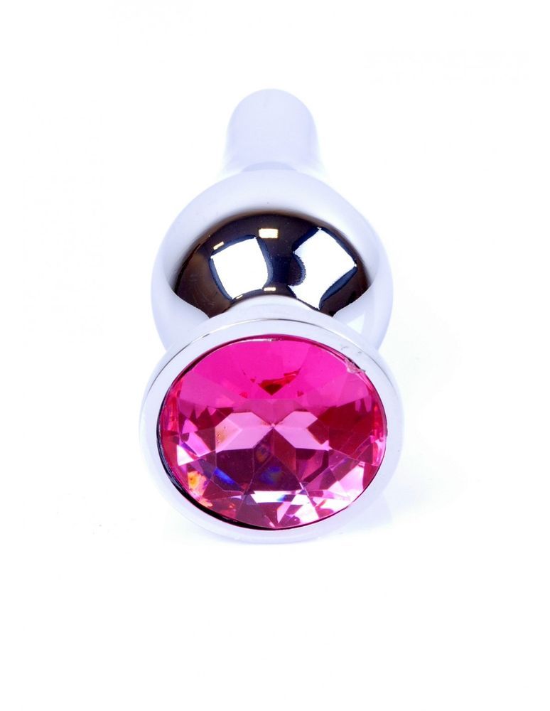 Анальна пробка з рожевим кристалом Plug-Jewellery Silver BUTT PLUG-Pink