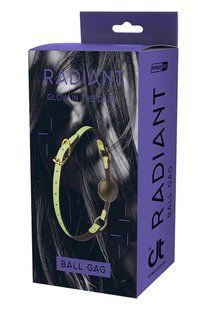 Кляп із кулькою люмінесцентний зелений Dreamtoys RADIANT Glow In The Dark Ball Gag із золотистою фурнітурою