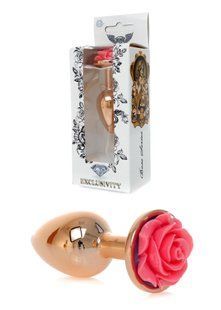 Анальна пробка з рожевою трояндочкою Plug-Jewellery Red Gold PLUG ROSE-Pink
