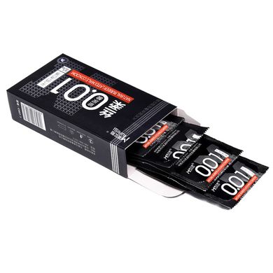 Набір ультратонких презервативів 0,01 мм з додатковим мастилом, Black 10 шт.