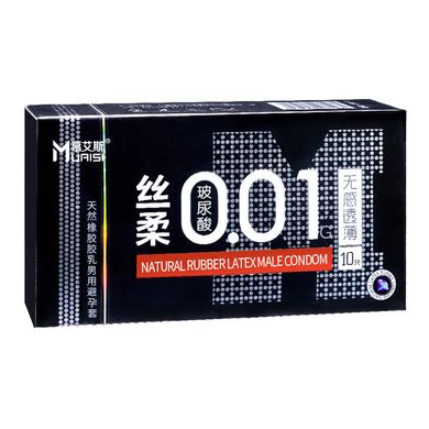 Набор ультратонких презервативов 0,01 мм с дополнительной смазкой, Black 10 шт