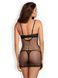 Cорочка сітка Obsessive Redella трусики в комплекті, чорний, S/M
