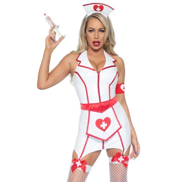 Костюм сексуальної медсестри Leg Avenue ER Hottie вініл, 4 предмети, розмір M
