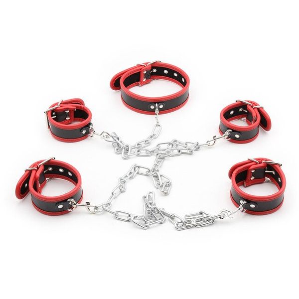 Система фіксації DS Fetish Collar with restraints black/red