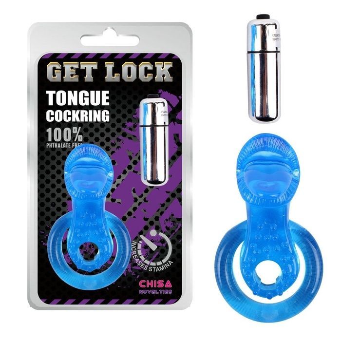 Ерекційне кільце з вібрацією та стимулятором клітора, синє, Chisa GET LOCK Cocking