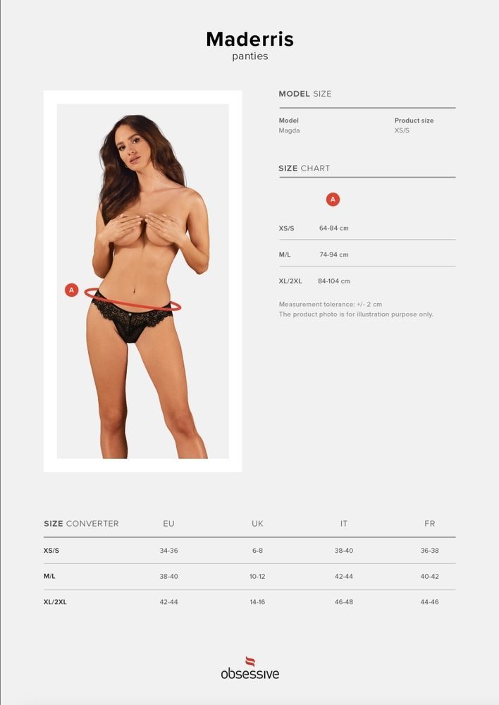 Трусики Maderris panties Obsessive черный, XS/S