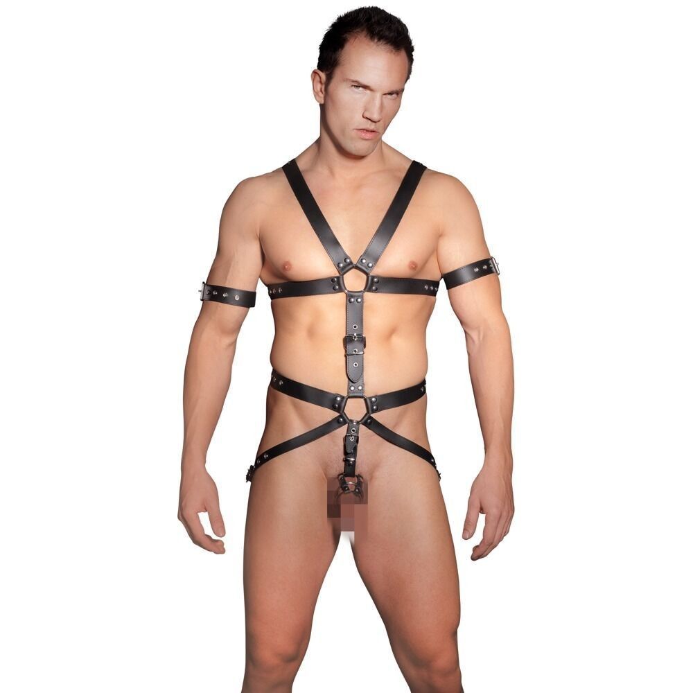 Портупея мужская кожа ZADO FETISH с кольцом для поддержания эрекции, S/M
