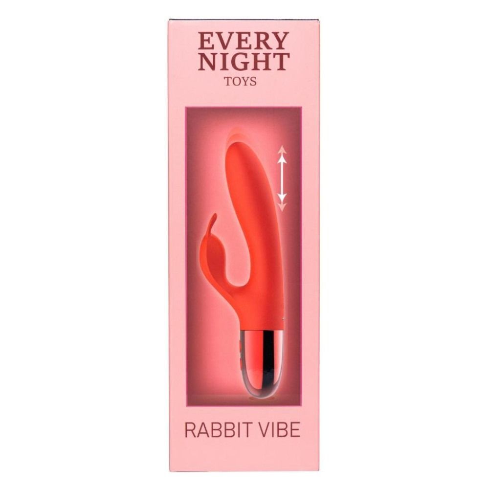 Вибратор кролик Every Night Toys с отростком для стимуляции клитора, красный