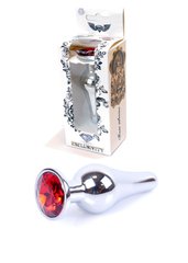 Анальная пробка с красным кристаллом Plug-Jewellery Silver BUTT PLUG- Red
