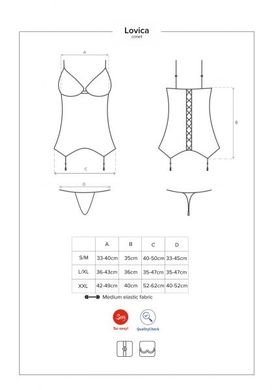 Корсет з підв'язками для панчіх Obsessive lovica corset L / XL, Червоний