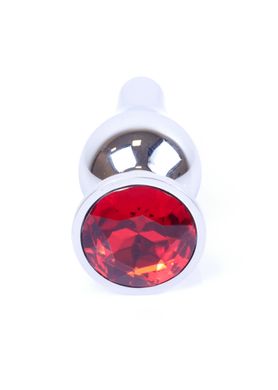 Анальная пробка с красным кристаллом Plug-Jewellery Silver BUTT PLUG- Red