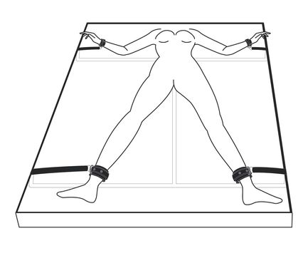 Набор для бондажа на кровать с манжетами для рук и ног Under Mattress Restraint Set, черный