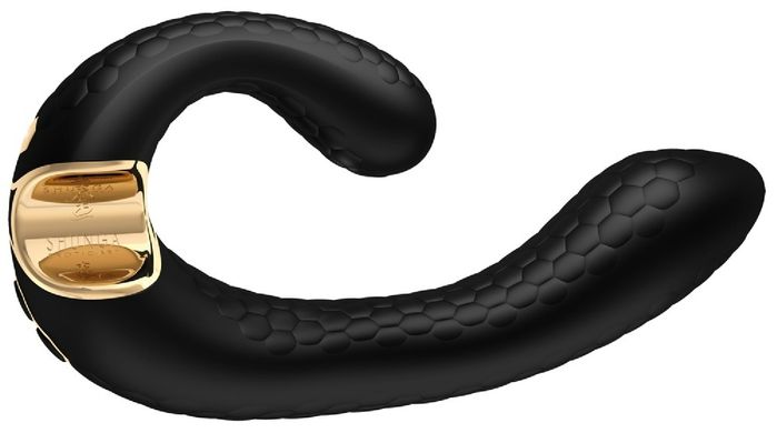 Вагинально-клиторальный вибратор Shunga Miyo нереалистичный, черный, 18.5 х 3.7 см