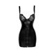 Платье-мини сексуальное из винила, с кружевным бюстом, молния спереди Noir Handmade F254 черное, S