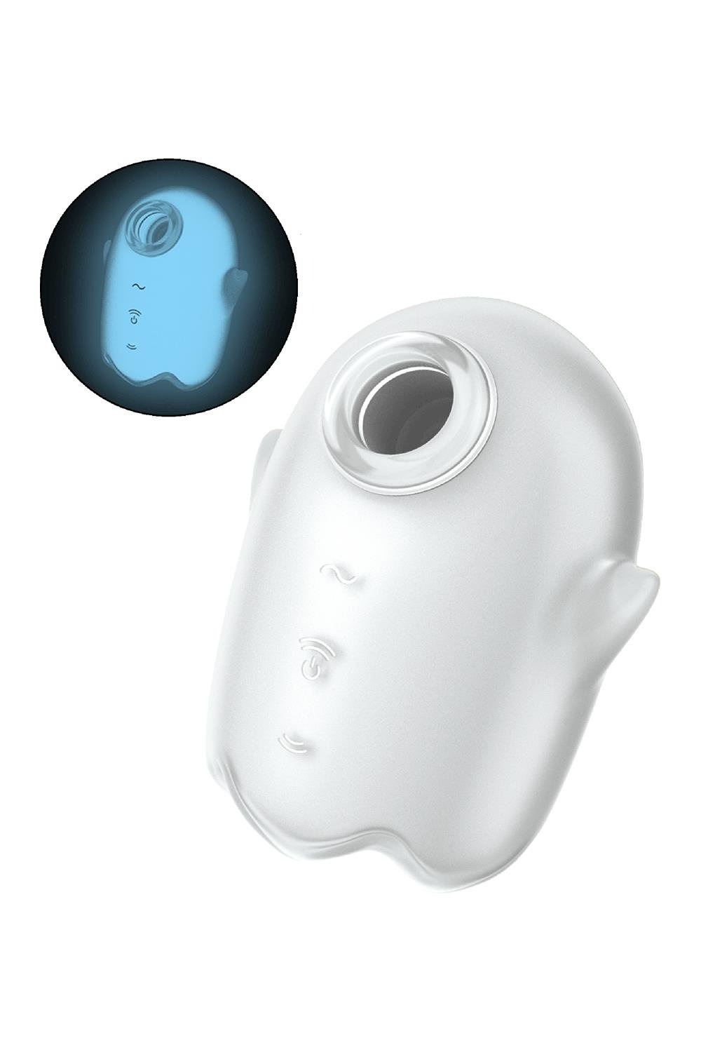 Вакуумний вібратор Satisfyer Glowing Ghost світиться у темряві, білий, 8.4 см.