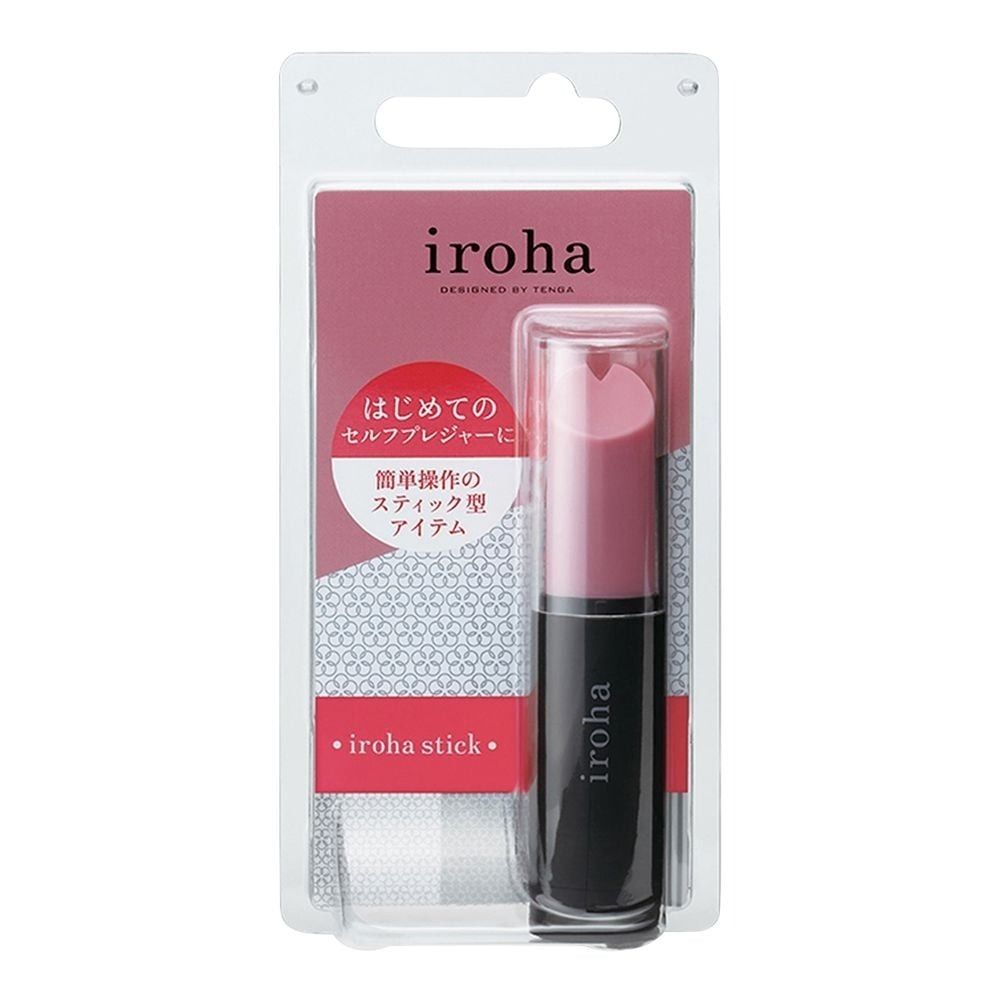 Вибропуля в виде помады Iroha Stick Tenga, медицинский силикон, розовая с черным