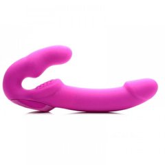 Безремневой страпон с вибрацией Strap U, силиконовый, розовый, 24.7 х 4 см
