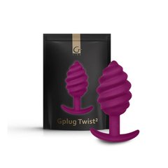 Анальная пробка рельефная Gvibe Gplug Twist 2 фиолетовая, 10.5 х 3.9 см