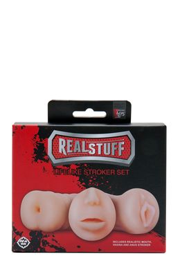 Набір реалістичних мастурбаторів REALSTUFF 3 IN 1 FLESH, Flesh, 12.0см - 4.7дюйм.