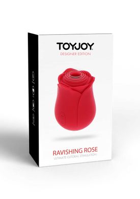 Вакуумный стимулятор клитора в виде розы Toy Joy, силиконовый, красный