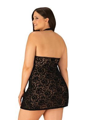Сорочка с трусиками Obsessive Softily chemise 2XL/3XL Черный