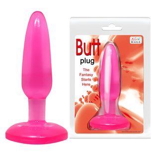 Анальна пробка на присосці BAILE Butt Plug, рожева, 14&times;3.5 см
