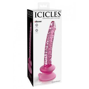Фаллоимитатор стеклянный с присоской Pipedream Icicles розовый