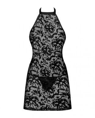 Сорочка с трусиками Obsessive Softily chemise 2XL/3XL Черный