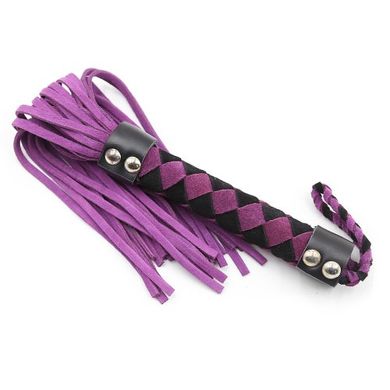 Флогер шкіра leather DS Fetish flogger Purple Black 38 cm