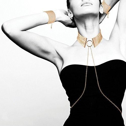 Ожерелье-ошейник с цепочкой Bijoux Indiscrets черное, 59 см