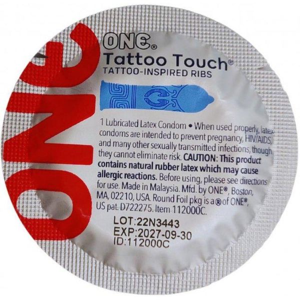 Презервативы One Tattoo Touch синие, 5 штук