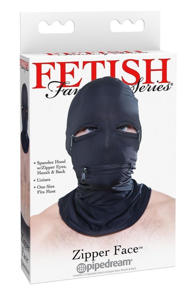 Маска-шлем на всю голову Pipedream Fetish Fantasy Zipper Face с молниями, черная, One Size