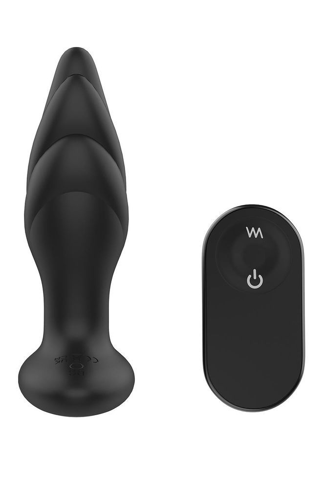 Волнистая анальная пробка с пультом управления Dream Тoys Dark Desires Angelina черная