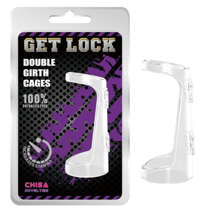 Ерекційне&nbsp;кільце&nbsp;Chisa Get&nbsp;Lock&nbsp;Double&nbsp;Girth&nbsp;Cages з двома кріпленнями, прозоре