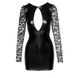 Платье виниловое с кружевными длинными рукавами и вырезом на груди Noir Handmade F253 черное, L