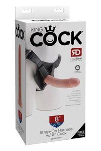 Ремінна чорна збруя Pipedream King Cock Strap-On Harness з реалістичним фалоімітатором, 20 см