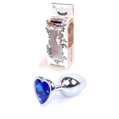 Анальна пробка з синім кристалом у вигляді серця Plug-Jewellery Silver Heart PLUG-Dark Blue