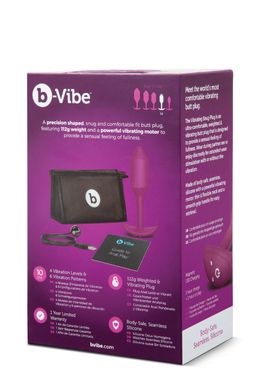 Анальная пробка с вибрацией Snug Plug 2 B-Vibe, силиконовая, розовая