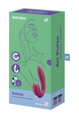 Двойной смарт вибратор с вакуумной стимуляцией Satisfyer Sunray Connect App Berry