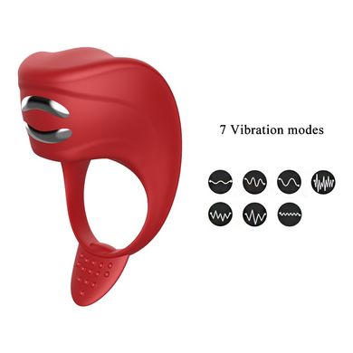 Ерекційне кільце з електростимуляцією Foxshow – Vibrator – Silicone Ring Red USB