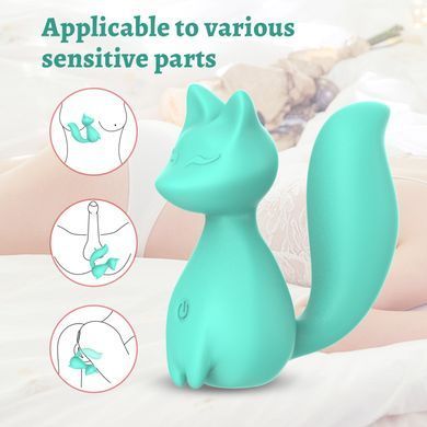 Мини-вибратор клиторальный Every Night Toys Doris в форме лисы бирюзовый, 10 режимов вибрации