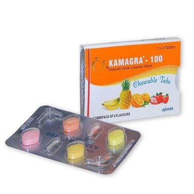 Таблетки для потенции Kamagra 100 Chewable Tabs за 1 упаковку (4 табл)