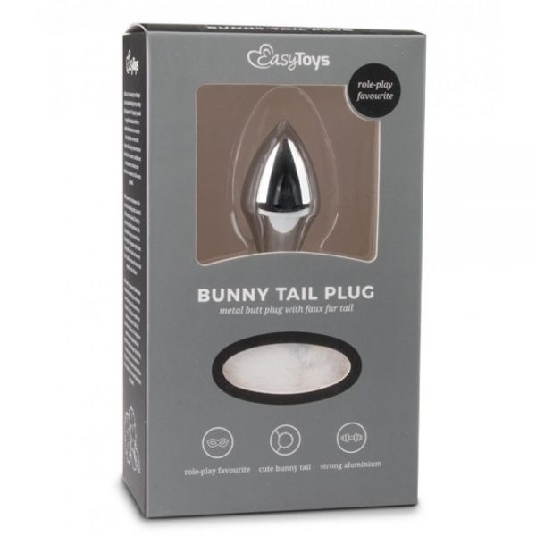 Металлическая&nbsp;анальная&nbsp;пробка&nbsp;с&nbsp;помпоном&nbsp;белый&nbsp;Bunny&nbsp;Tail&nbsp;Plug&nbsp;Easy Toys