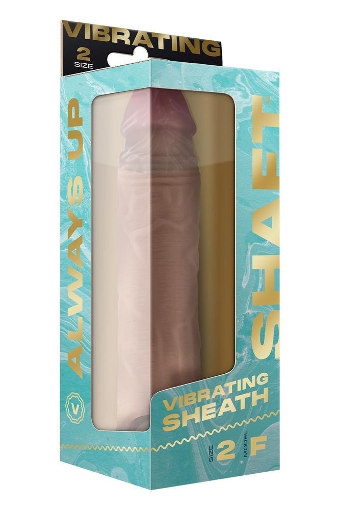 Насадка на пенис Shaft Vibrating с вибрацией и пультом, бежевая, 22.3 см