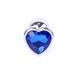 Анальная пробка с синим кристаллом в виде сердца Plug-Jewellery Silver Heart PLUG- Dark Blue