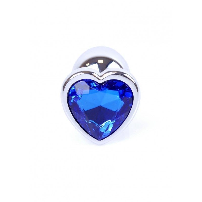 Анальная пробка с синим кристаллом в виде сердца Plug-Jewellery Silver Heart PLUG- Dark Blue