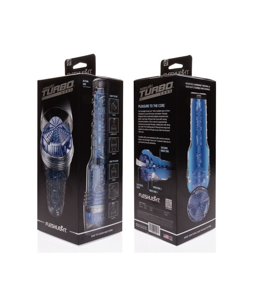 Мастурбатор у колбі з  імітацією орального сексу Fleshlight Turbo Core Blue Ice, блакитний