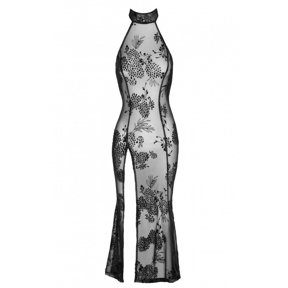 Платье длинное сексуальное с узорами M F239 Noir Handmade, черное