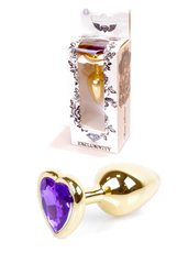 Анальний корок з фіолетовим каменем, серце Jewellery
